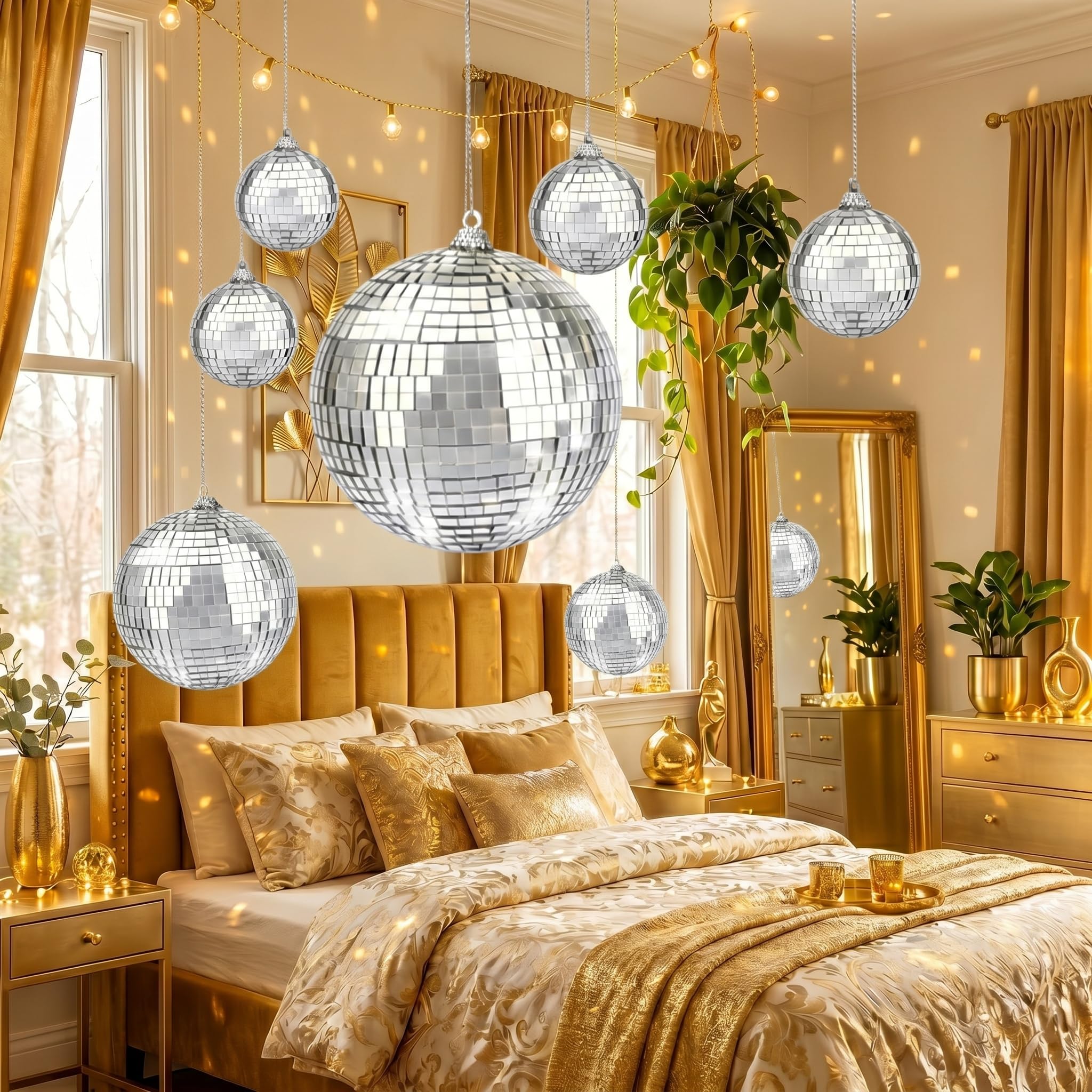 17 Stück Discokugel Ball Silber Spiegelkugel Discokugel Deko Discokugeln zum Aufhängen Disco Ball Cake Toppers Spiegelkugeln für Weihnachtsbaum Hochzeit DJ Lichteffekt Geburtstagsfeier