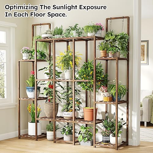 Miniatura 2 de EnHomee Soporte para Plantas de Interior para Múltiples Plantas Soporte de Exterior con 18-22 Macetas Barra Doble para Estante Colgante de Plantas