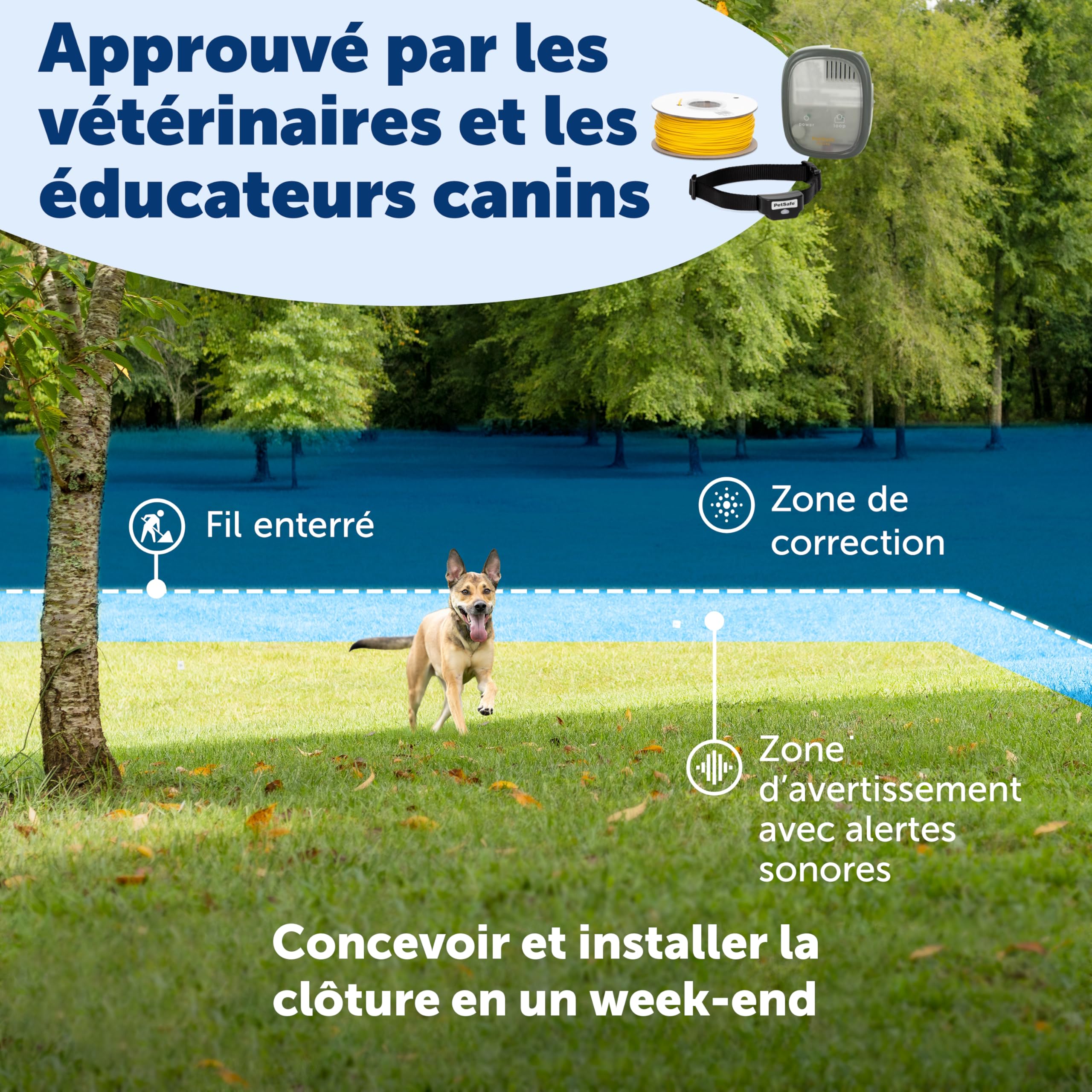 PetSafe PIG19-16413 - Cercado antifuga con hilo con collar recargable, fácil de instalar y resistente al agua