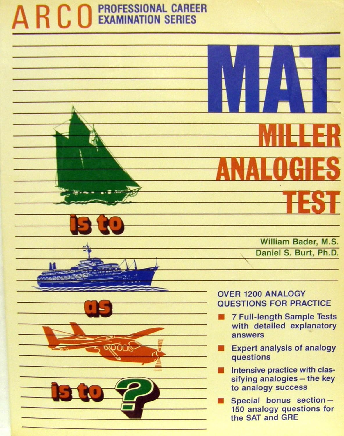 Mat, Miller Analogies Test Bader, William, Burt, Daniel S. 9780668062909 Books