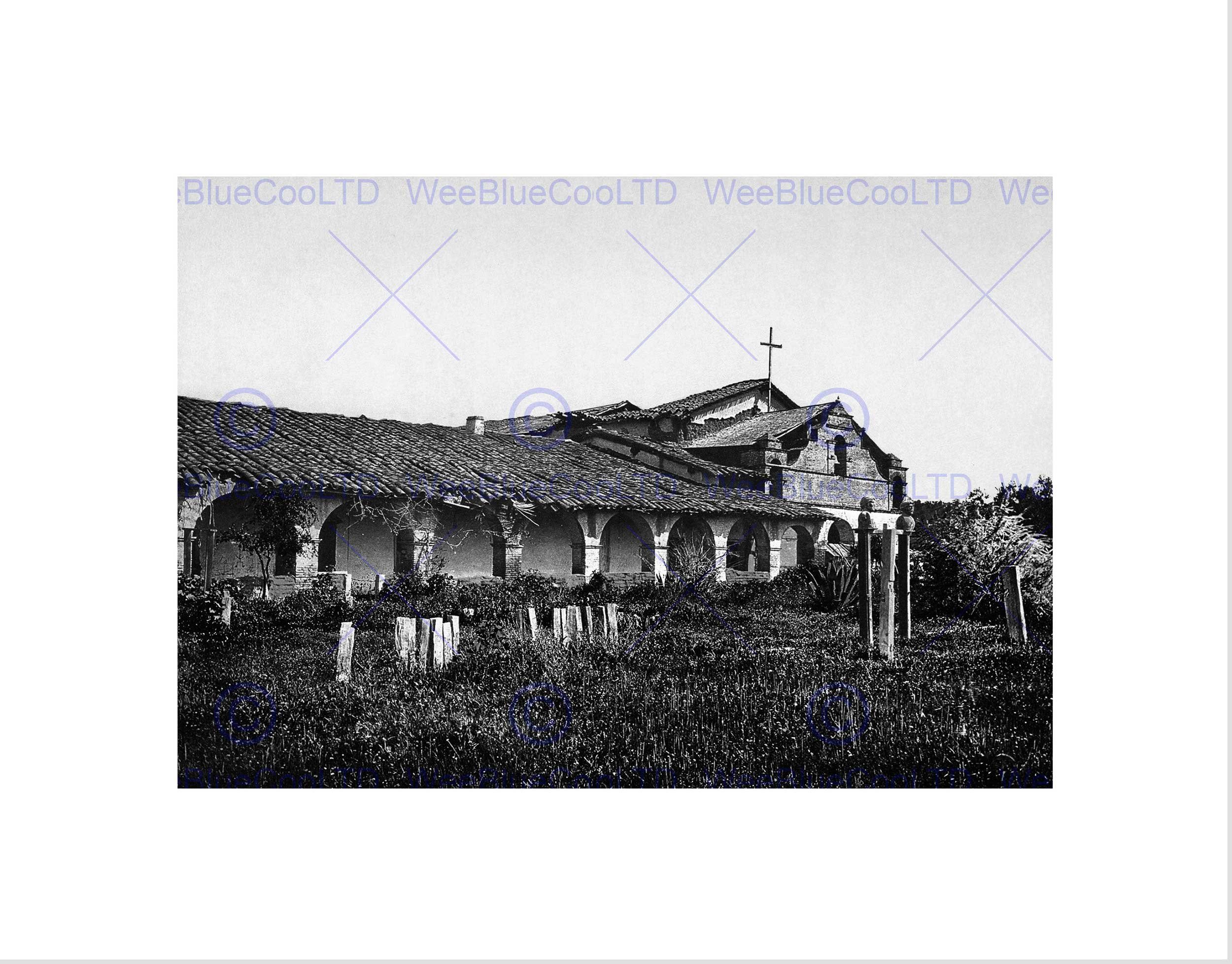 Wee Blue Coo Mission San Antonio De Padua California 1898 Old BW Wall Art Print