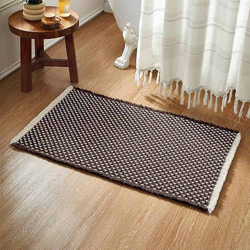 Miniatura 40 de Alfombras de Baño Blancas, Súper Absorbentes Antideslizantes Alfombra de Baño Waffle de Secado Rápido Alfombras de Baño Lavables Boho Estilo Granja,