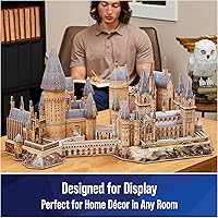 Vista 5 de 4D Build, Harry Potter Deluxe Hogwarts Castle Kit de modelo 3D con torre y gran salón, coleccionables de Harry Potter y decoración de escritorio