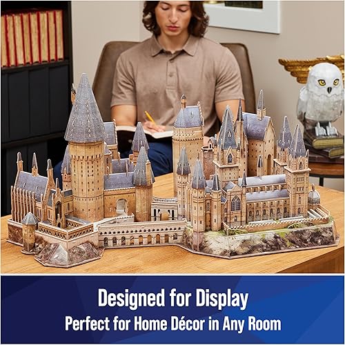 Miniatura 5 de 4D Build, Harry Potter Deluxe Hogwarts Castle Kit de modelo 3D con torre y gran salón, coleccionables de Harry Potter y decoración de escritorio,