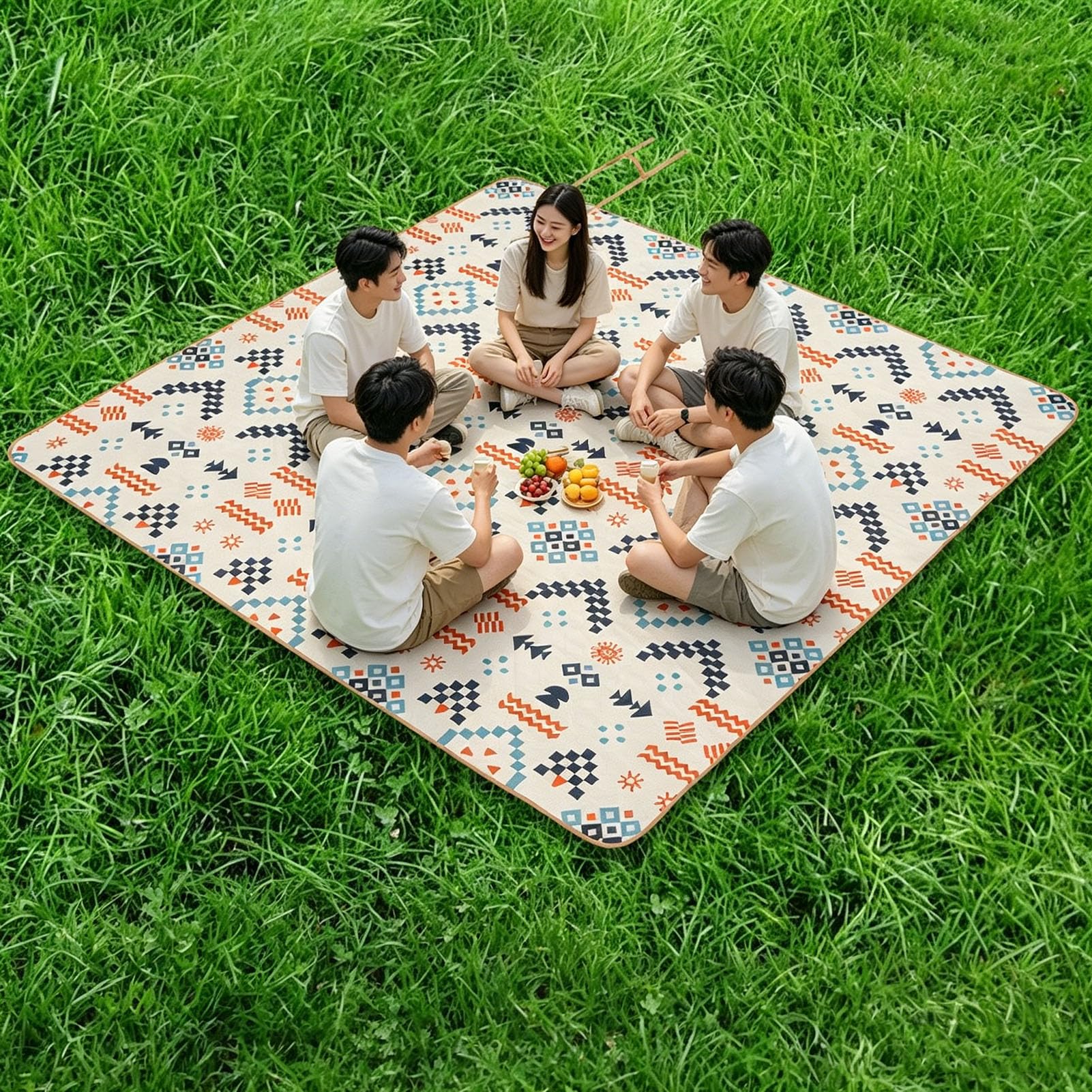 Grande Telo da Picnic Impermeabile, Tappeto Outdoor Portatile con Maniglia, Pieghevole Coperta da Spiaggia Picnic Blanket per Campeggio, Picnic, Spiaggia,Island,150×200cm