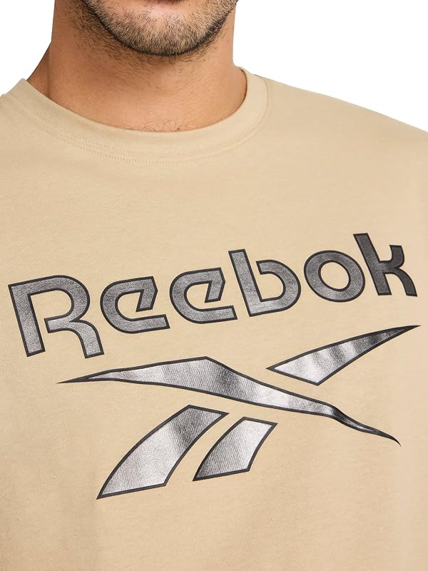 Reebok Men’s Black Metal Short Sleeve Crewneck T-Shirt, Standard Fit, Lightweight Cotton-Poly Fabric, Twill, X-Large by Reebok - Image 4