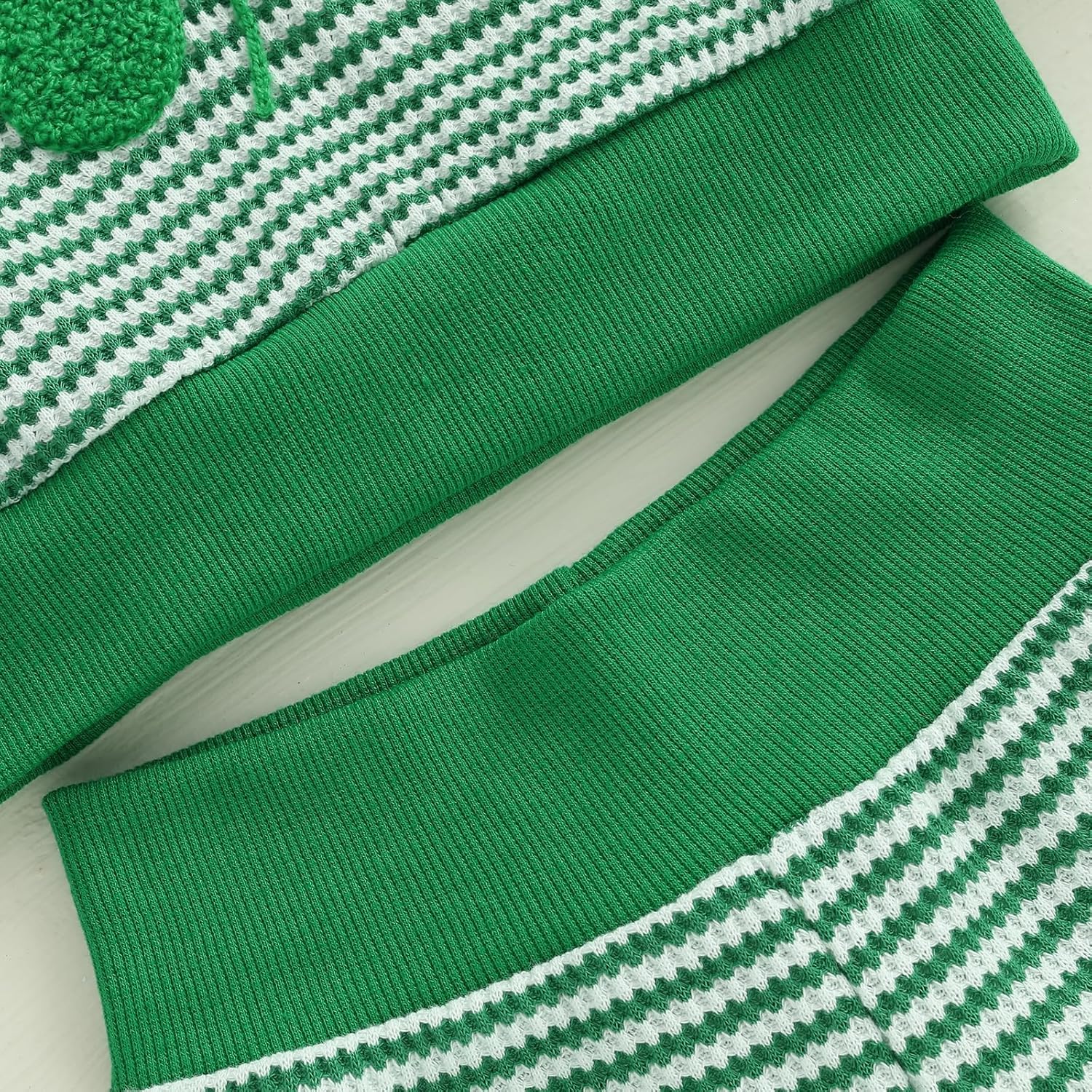 Karuedoo Infant Toddler Baby Boy Girl St Patricks Day Outfit Clover Embroidery Stripe Long Sleeve Sweatshirt and Pants Set - Image 6