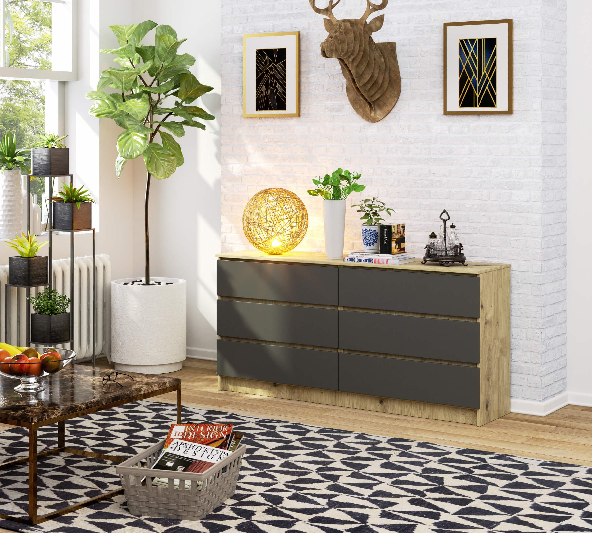 Cassettiera AKORD K 160 Cm - Moderna Con 4 Cassetti E 2 Ante, Bianco Per Camera O Soggiorno - Foto 10