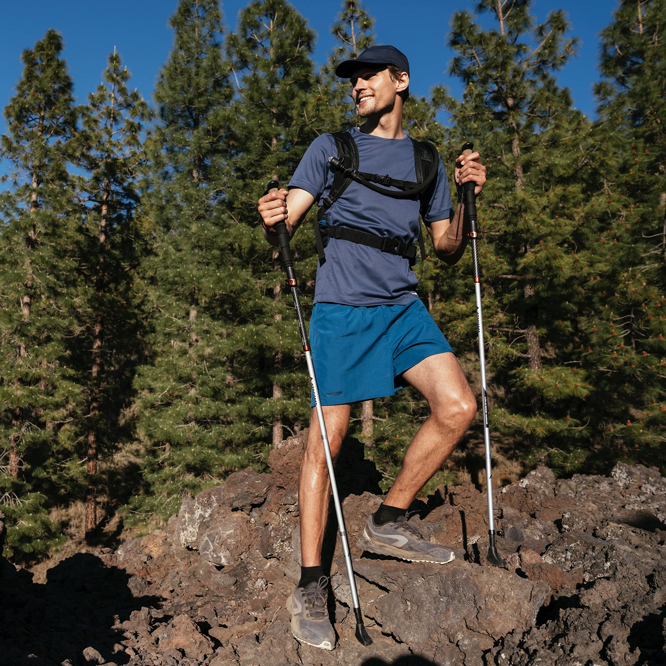 Atacama Bastoni da trekking telescopici – in carbonio 3k e alluminio 7075 Nordic Walking con manico in sughero per uomo e donna – angolo regolabile facilmente allungabile