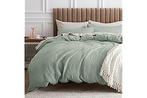 Sage Green Duvet Cover: Bedsure Waffle Weave Cotton Duvet Cover Set for Year-Round Serenity