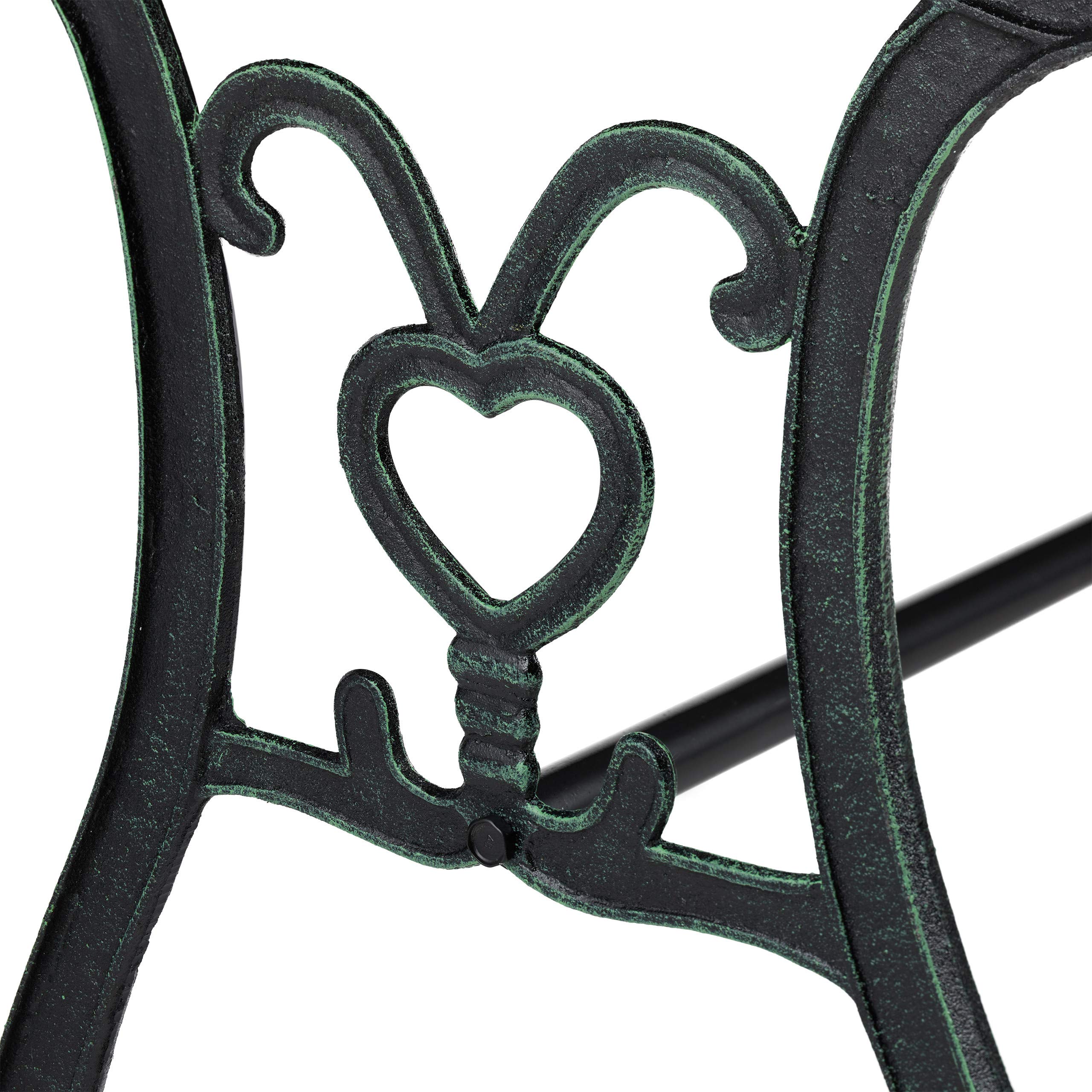 Relaxdays Gartentisch rechteckig, Outdoor, Vintage-Design, Holz & Gusseisen, HBT 58x98x47 cm, Balkontisch, Natur-schwarz