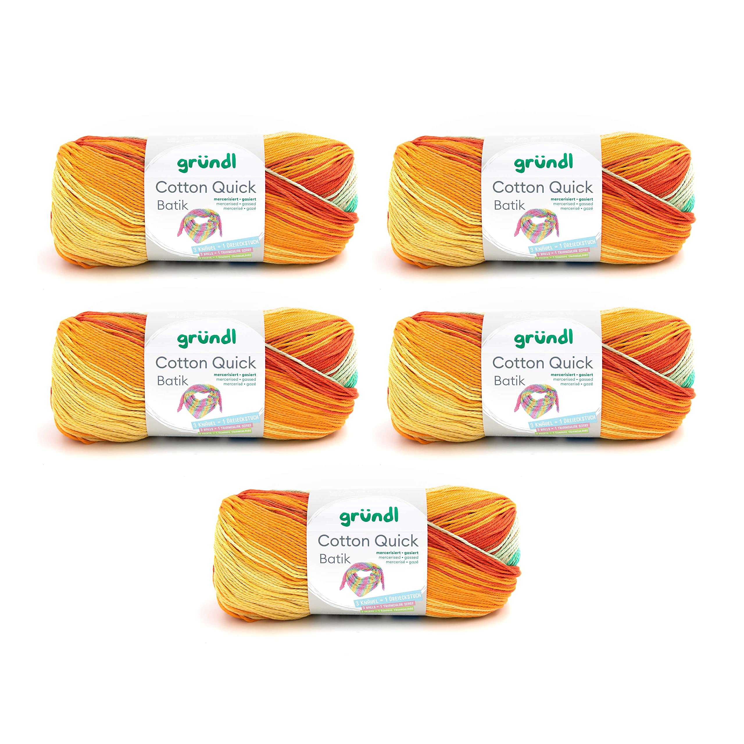 Gründl Wool Cotton Quick Batik, Thin Wool for Crocheting with Colour Gradient Knitting Yarn, Shiny and Skin-Friendly