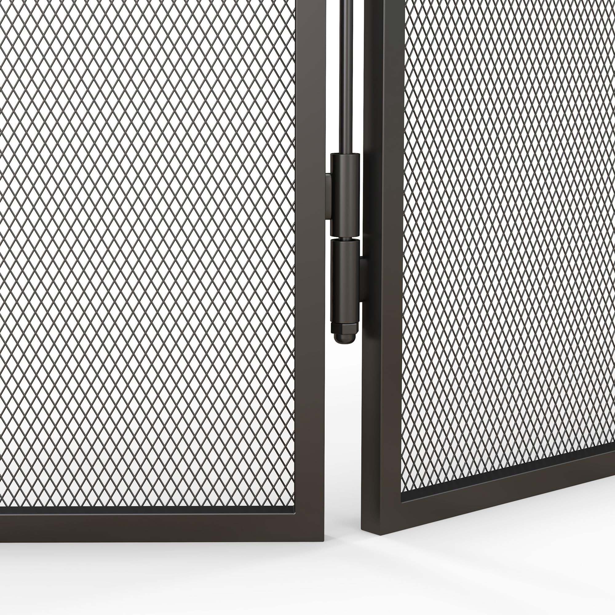 HOMCOM Pare feu cheminée Pliable 3 Panneaux, Pare-étincelles, Grille de Protection en Maille de métal 96x1,3x56 cm Noir