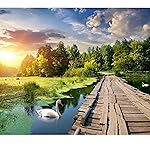 1000 Piece Puzzle for Adults - Golden Hour Lake with Wooden Bridge & Swans, Gift-Ready Box, Letters on Back, 8 Jigsaw Puzzle Saver Sheets & Full-Size Poster by GERJATO - Ideal Gift for Loved Ones
