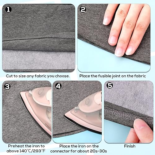 Miniatura 4 de Interfaz Fusible, 0.11x32.8yd Poliéster No Tejido Interfaz de un solo lado para planchar en la interfaz Ligero de peso medio Iron-On Interfaz para