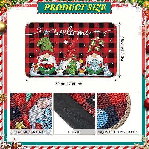 Miniatura 3 de Mudder Christmas Mats Gnome Christmas Welcome Floor Doormat Christmas Door Outdoor Gnome Decor Non Slip and Washable Winter Rubber Santa Snowflakes