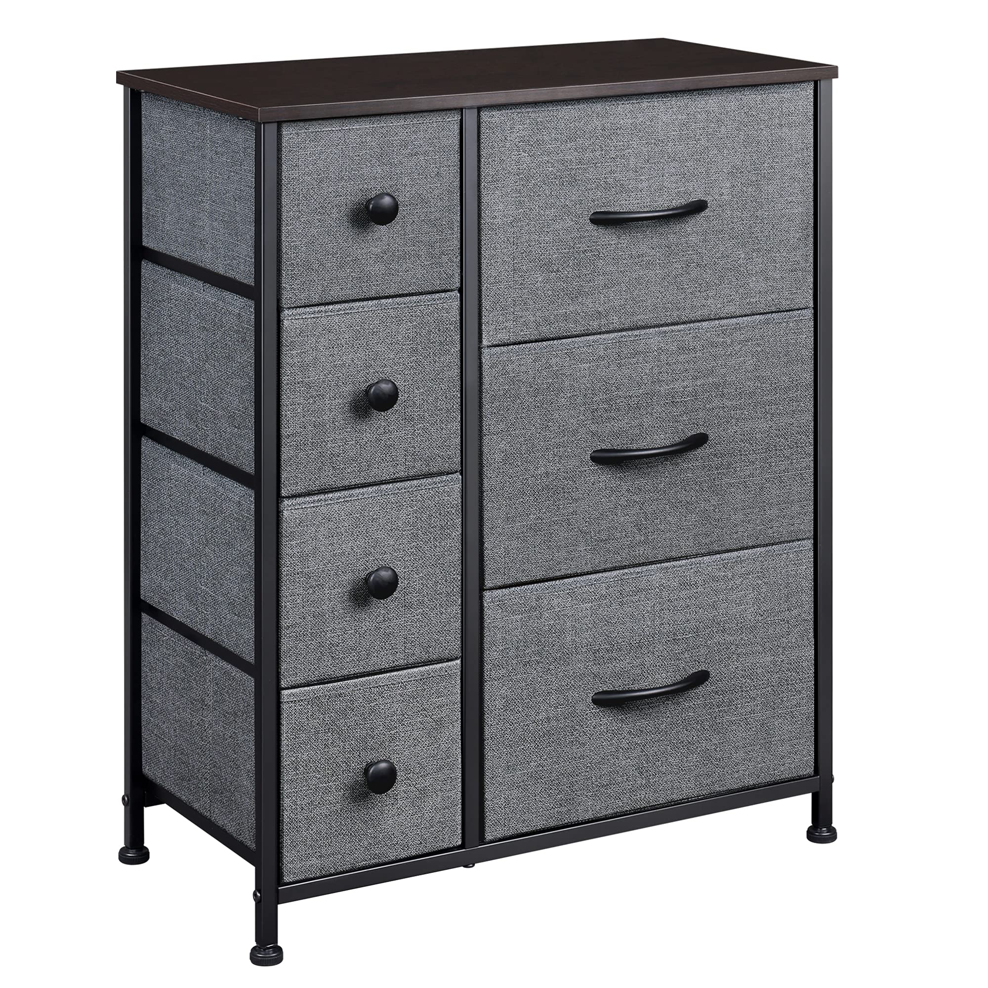 WLIVE Fabric Dresser with 7 Drawers, Storage Chest, Tower Unit for Bedroom, Hallway, Nursery, Entryway, Closets, Sturdy Metal Frame, Wood Tabletop, Easy Pull Handle, Charcoal Gray