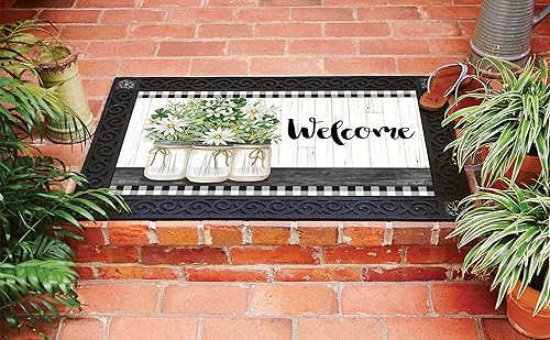 Miniatura 2 de Studio M MatMates Farmhouse Daisies - Felpudo decorativo para interiores o exteriores con respaldo de goma reciclada ecológica, 18.0 x 30.2in