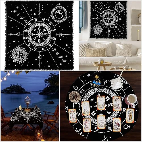 Miniatura 6 de Indian Consigners Tela de altar 12 constelaciones Sol, Estrella y Luna Universo Premium Brujería Alter Tarot Spread Top Cloth Wicca Square Spiritual