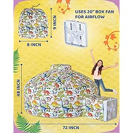 Skywin Dino Dome Dig Air Tent for Kids with Door (77 x 50) Builds in 30 Seconds, Toddler Tents Indoor for Imaginative Play, Kids Forts Indoor Playhouse, Christmas or Birthday Gift (Fan Not Incl)