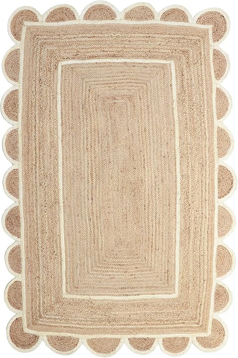 Gautam International Scalloped Jute Area Rug for a nursery floor