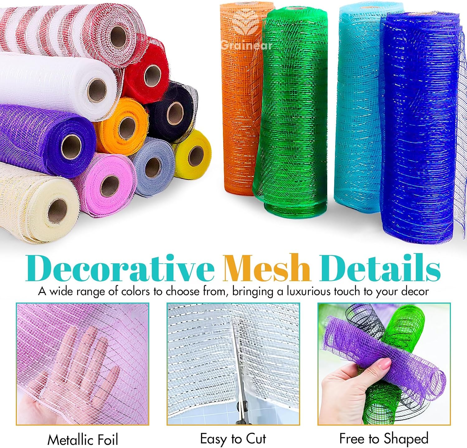 Moss Green Metallic Deco Mesh Ribbon – 10" x 10 Yards image 4