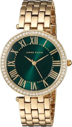 Anne Klein Women's Premium Crystal Accented Gold-Tone Bracelet Watch, AK/2230GNGB