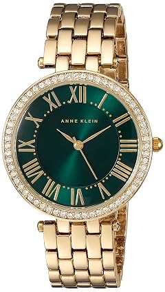 Anne Klein Womens Premium Crystal Accented Gold-Tone Bracelet Watch AK 2230GNGB