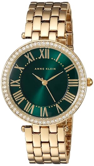 Anne Klein Womens Premium Crystal Accented Gold-Tone Bracelet Watch AK 2230GNGB