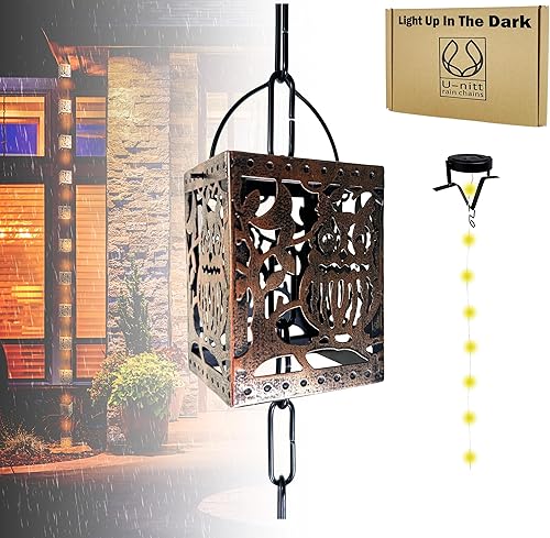 Cadena de lluvia colección de agua para canalones, atrapador de agua de lluvia y desviador, cadenas de 8.5 pies para jardín exterior, copas