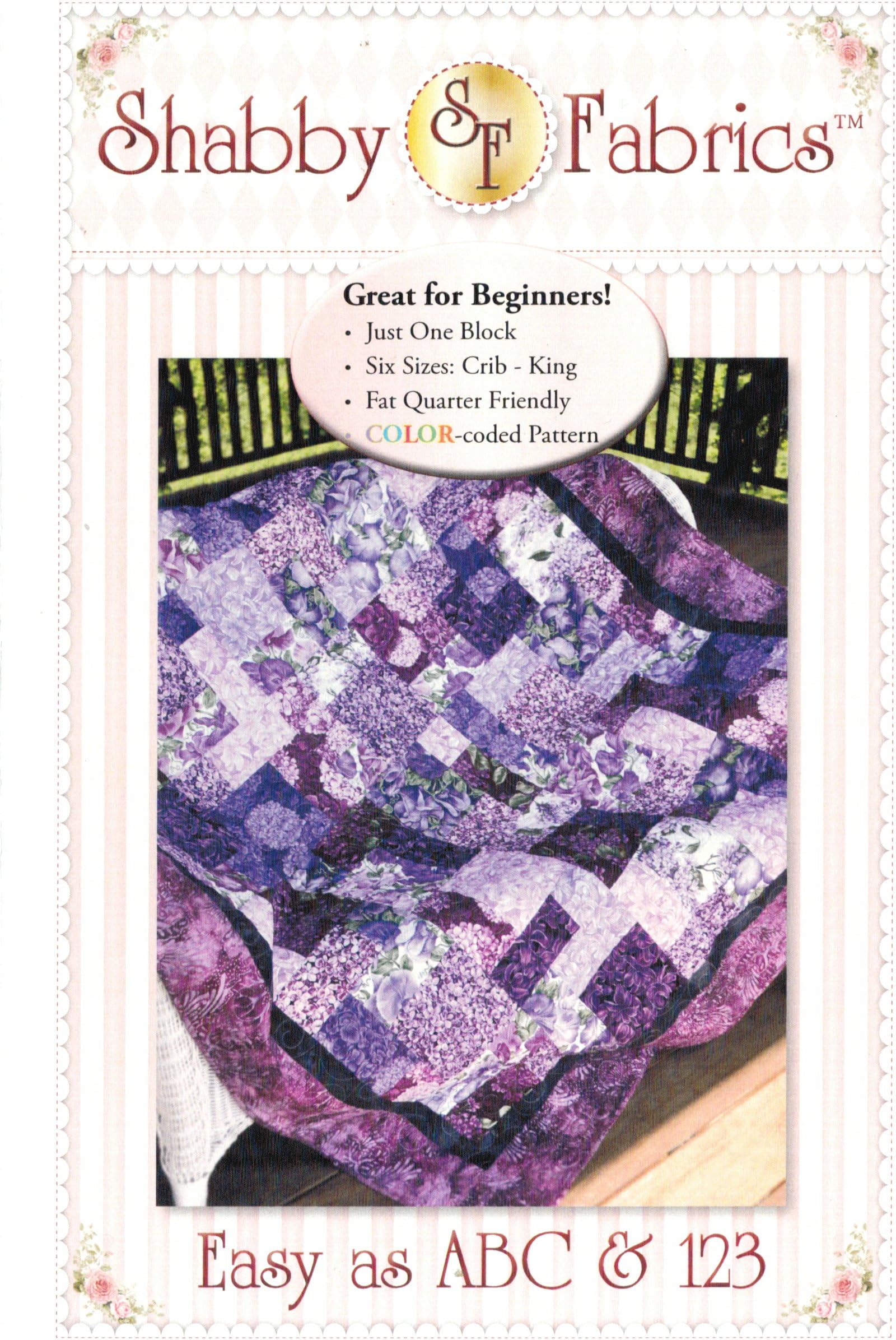 Easy as ABC and 123 Quilt Pattern for Beginners - Alphabet & Number Theme, Fat Quarter Friendly, Beginner Quilting Project by Shabby Fabrics