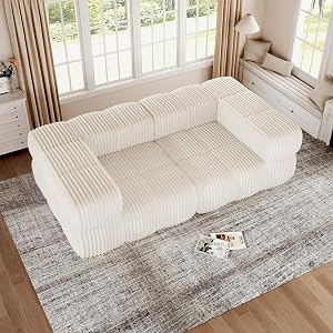Jocisland 72 Modular Sectional Sofa Couch Chaise Lounge Cloud Sofa Set for Living Room 2 Seat Corduroy Beige