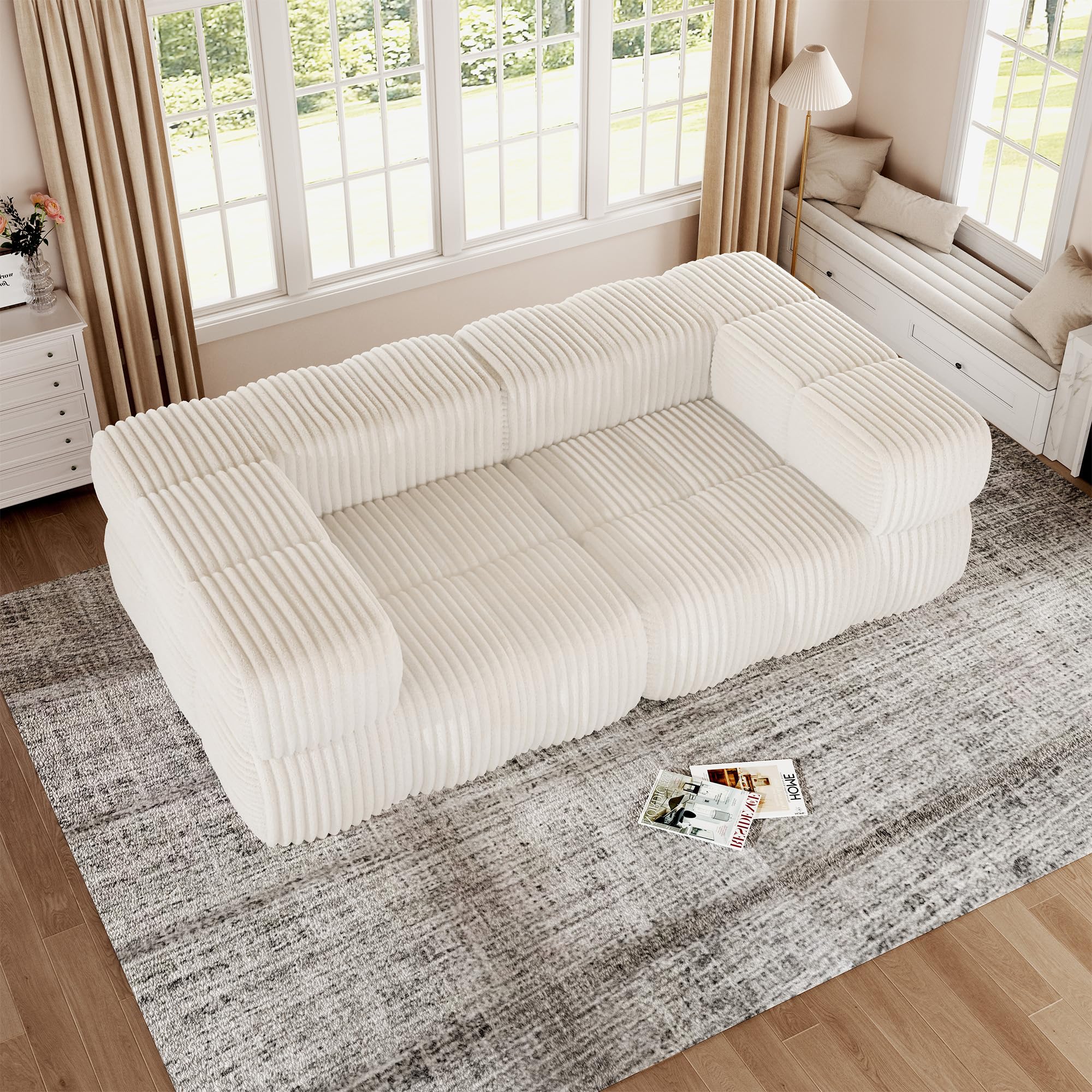 Jocisland 72 Modular Sectional Sofa Couch Chaise Lounge Cloud Sofa Set for Living Room 2 Seat Corduroy Beige