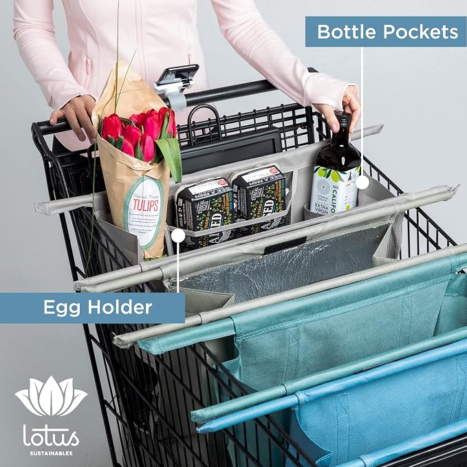 Wine Holder! Reusable Grocery Cart Bags 