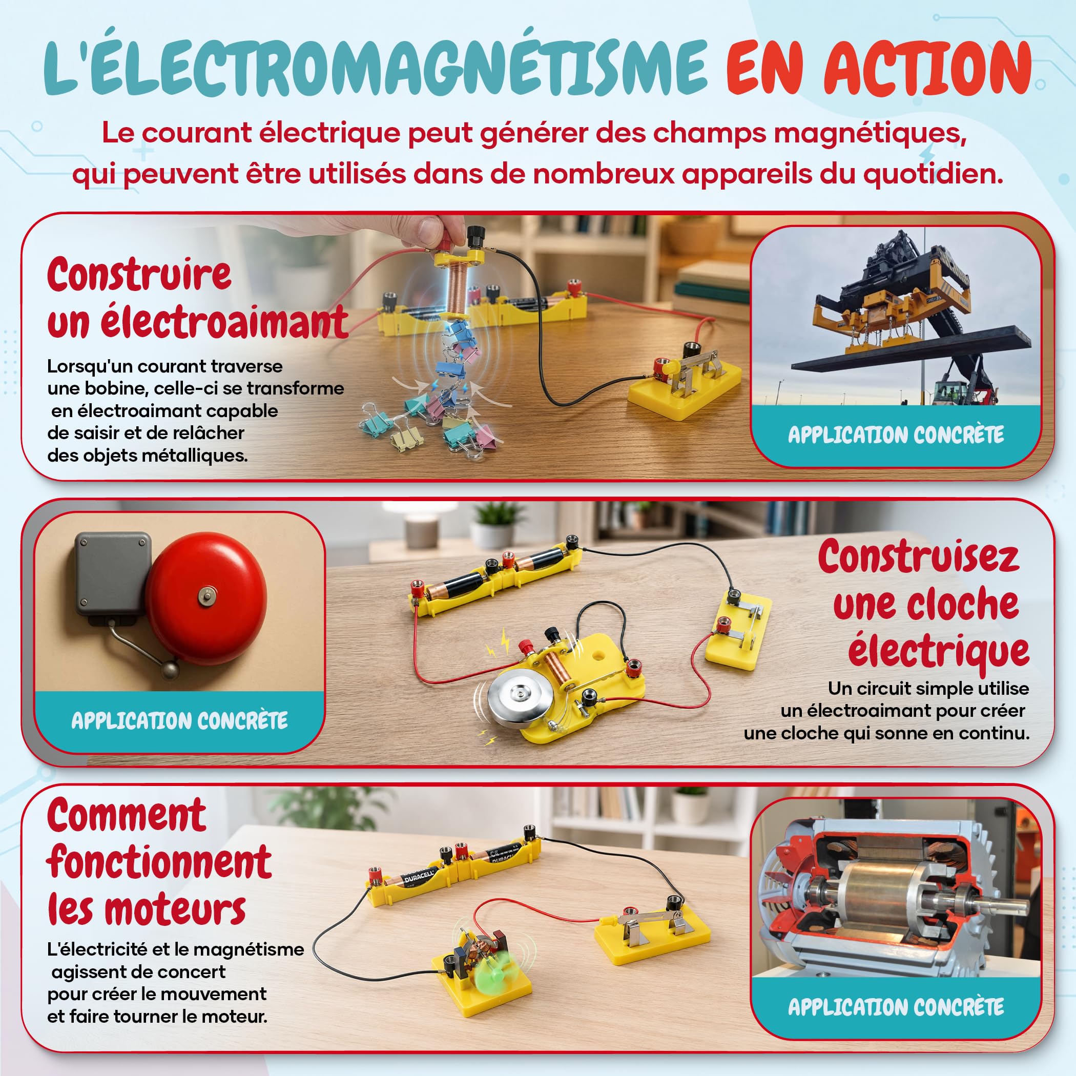Teenii – Kit D'expériences Scientifiques électricité Et Magnétisme – STEM – Pour Enfants 8-16 Ans – Circuits, Moteur, Ampèremètre