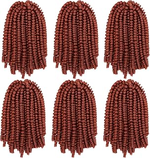 6 Packs Spring Twist Crochet Hair 8inch Spring Twists Twist Hair Synthetic Fiber Fluffy Twist Crochet Braids Low Temperature Spring Twist Braiding Hair for Women Hair Extension(8inch,350)