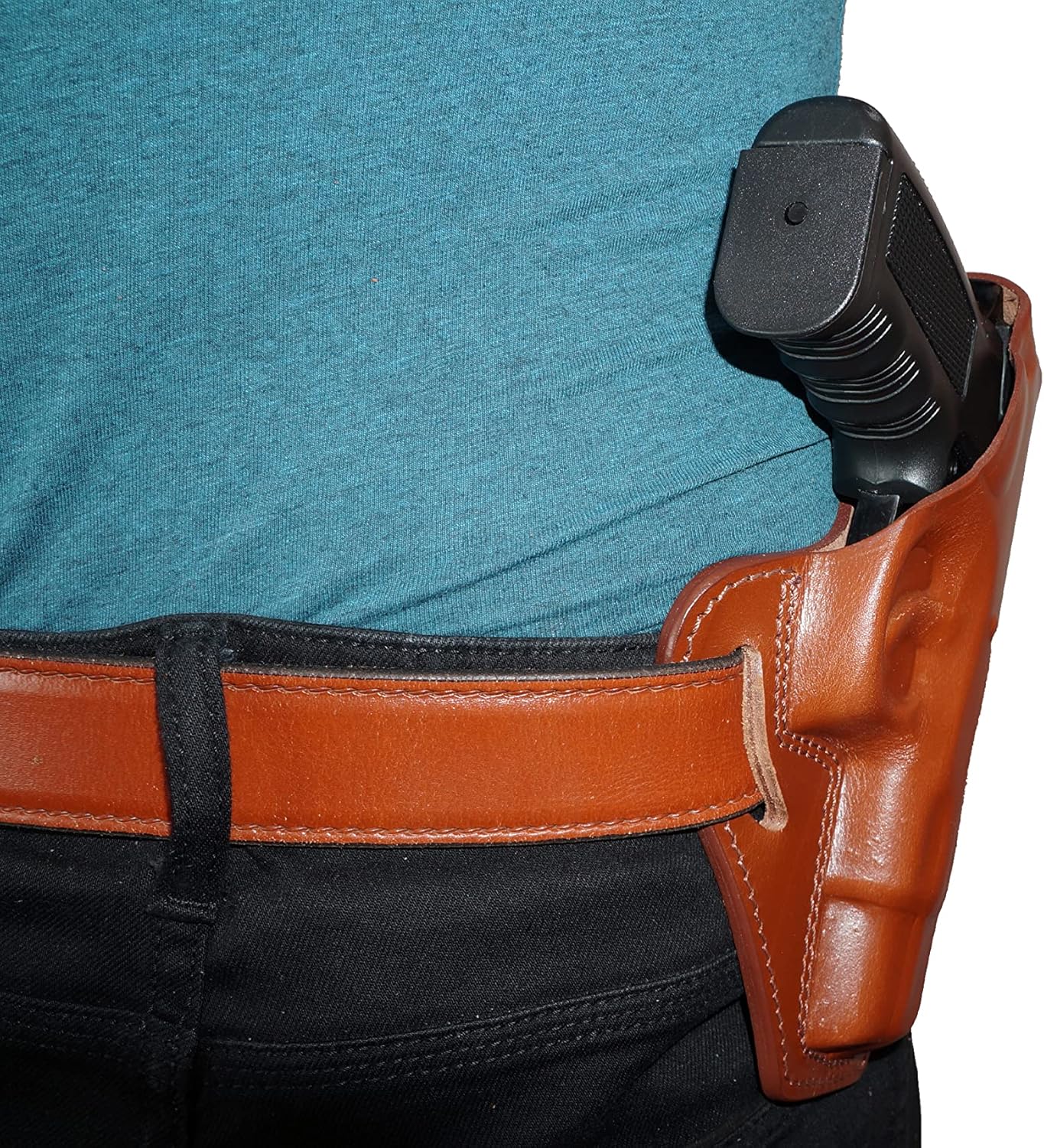 CZ 75 Leather Holster, 2 Slot Pancake OWB Leather Holster Thumb Break Right Hand Handmade!