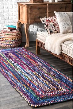 nuLOOM Tammara Bohemian Hand Braided Runner Rug, 2 6" x 6, Blue