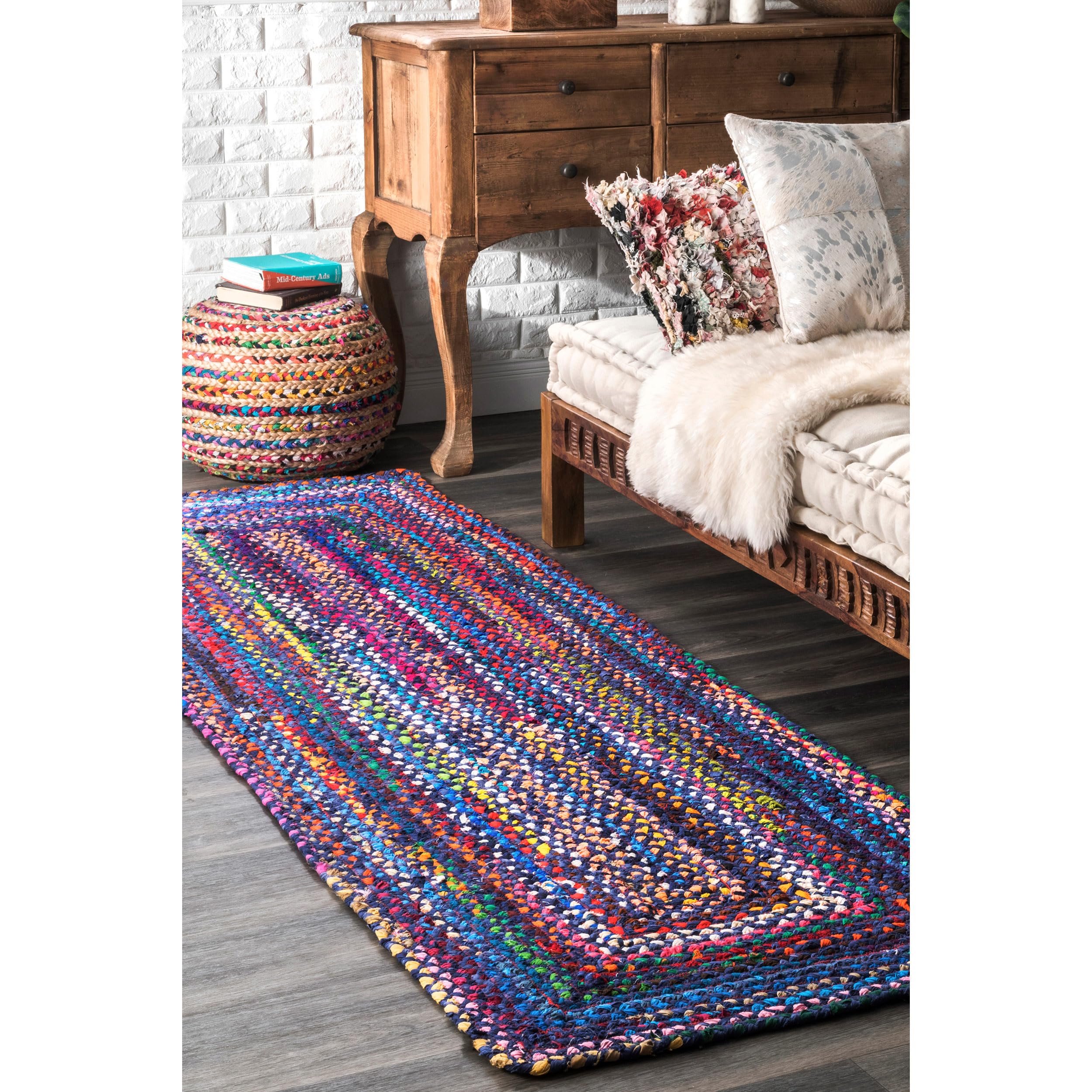 Tapis de couloir tressé bleu nuLOOM Tammara pour protéger le sol