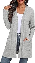QIXING Women's Cardigan Open Front Lightweight Long Sleeve Casual Sweater Cardigan with Pockets for Autumn Winter