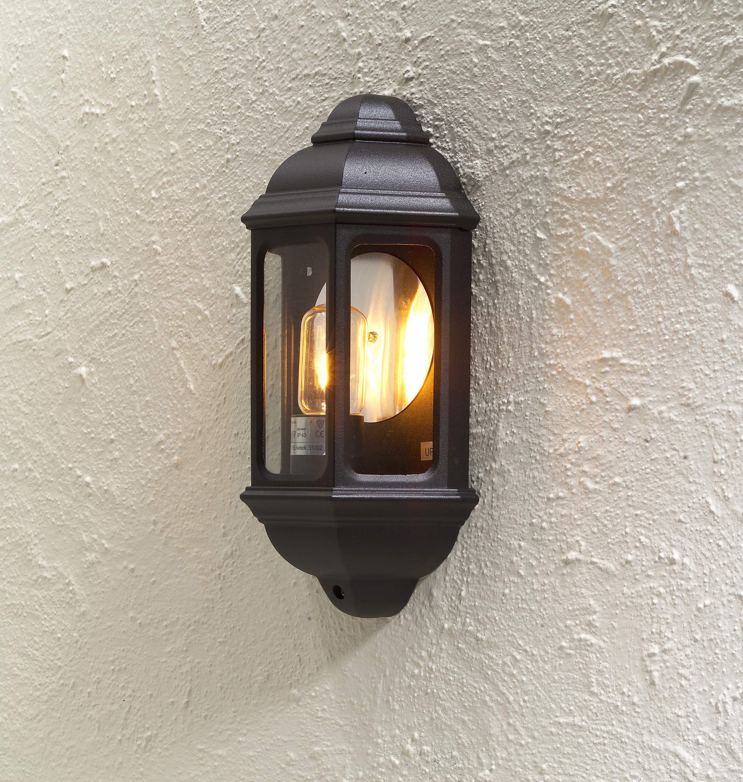 Konstsmide Zewnętrzne lampy ścienne zasilane sieciowo/Cagliari Flush klasyczna latarnia / 1 x 100 W E27 Max lampa/przezroczyste szkło/aluminium/IP43/światło zewnętrzne zielone