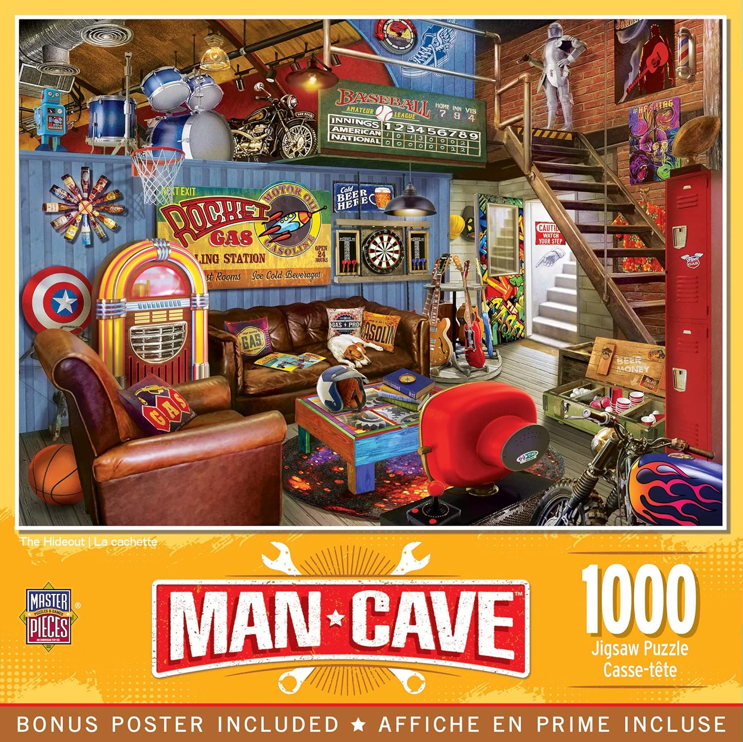 MasterPieces 1000 Piece Jigsaw Puzzle for Adults - Basement Bliss Collage - 19.25" x 26.75" - Problem Solving & Spatial Awareness