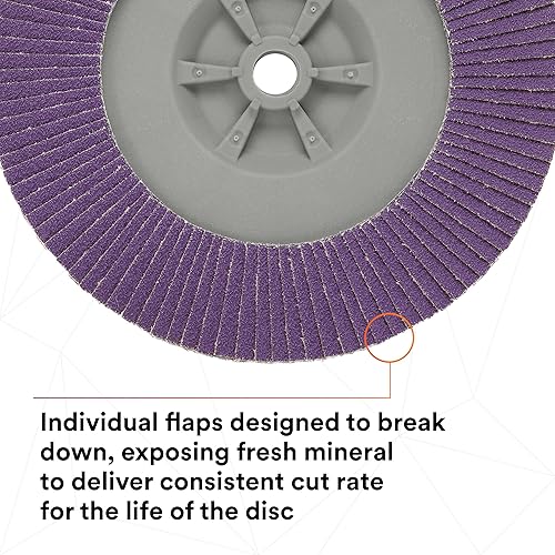 Miniatura 206 de 3M Disco de solapa 769F, tipo 27, 80+, 4-1/2 in x 7/8 in, abrasivo de alto rendimiento, disco de pulido y acabado de grano de precisión de cerámica