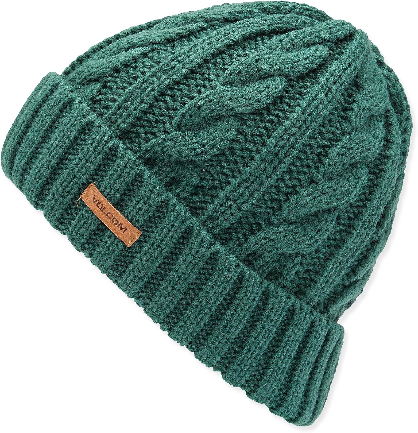 Volcom Women's Stone Knit Beanie – Cable Knit Winter Hat with Roll Over Fit
