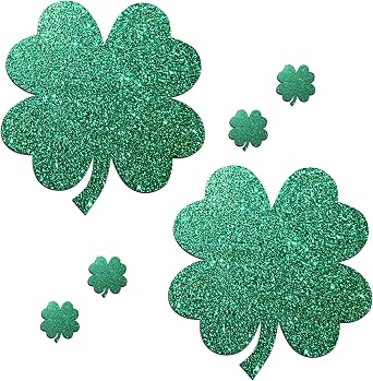 Sasswear Glitz Nips Clover Pasties أغطية حلمة الشامروك الخضراء اللامعة وبتلات الثدي مع ملصقات صغيرة متطابقة للجسم