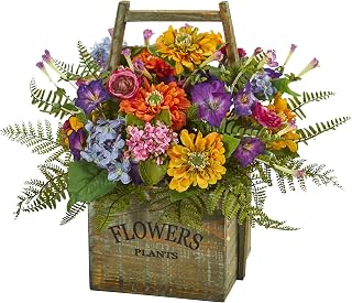 Nearly Natural 1548 Mixed Floral in Wood Basket