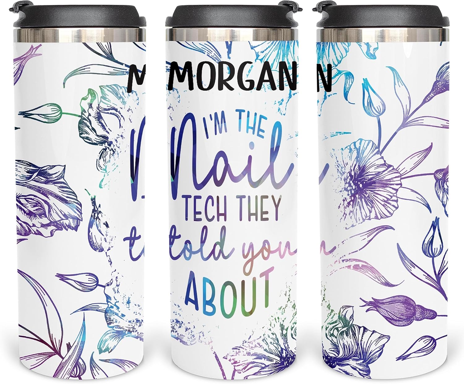 Skinny 14oz Nail Professional Sublimated Coffee Mug, SS Vinyl Gift for Nail Tech, Gift With Lid for Boss Retirement, Vaccum Insulated Birthday Cup for Her, Nail Artist Color Mug, Technician