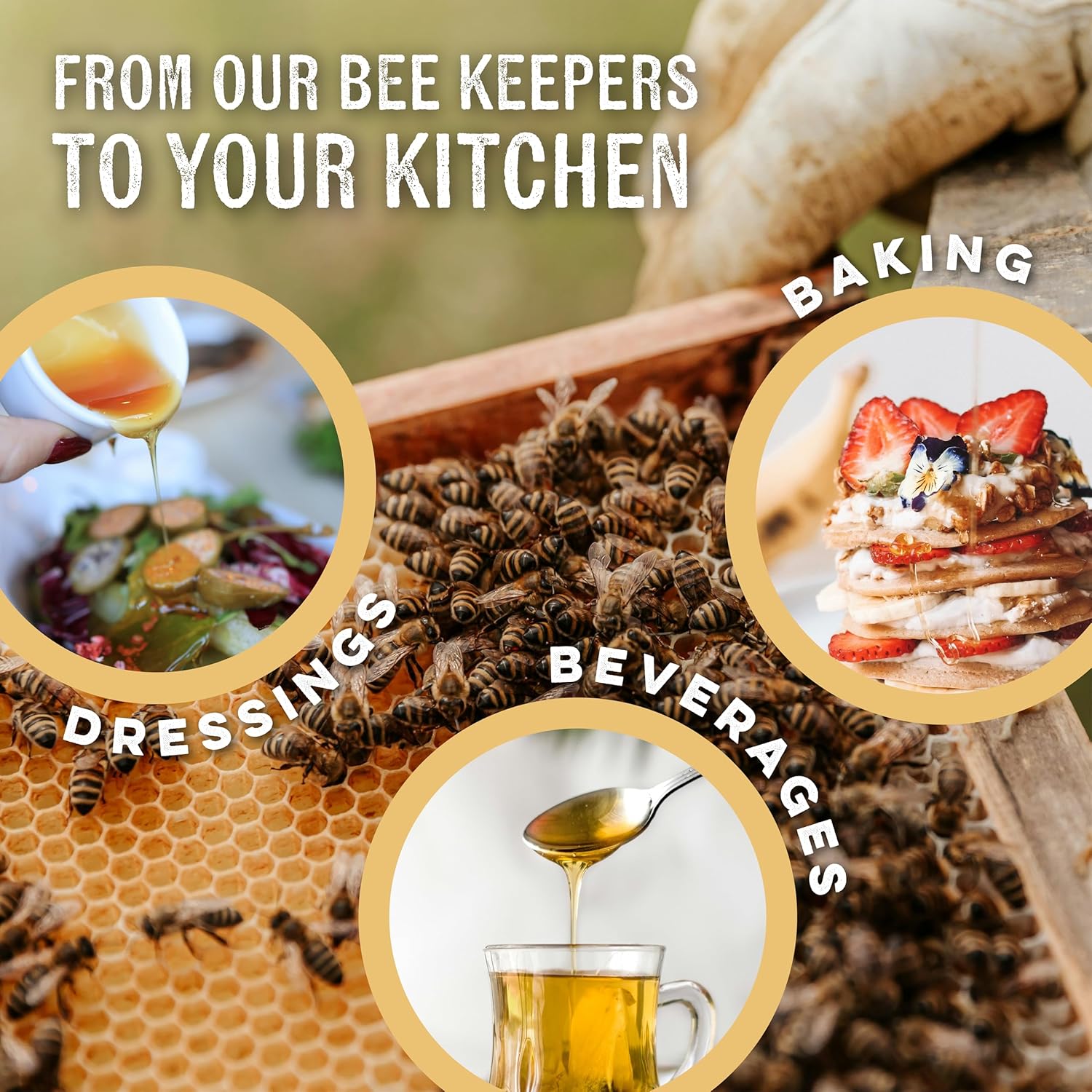 Goshen Honey Raw Royal Jelly Honey - With 25g of Royal Jelly - Unfiltered - Unprocessed - Pure & Natural Bee Essence from Amish Country, USA - For Natural Energy - Dairy & Gluten Free - 454g/16Oz