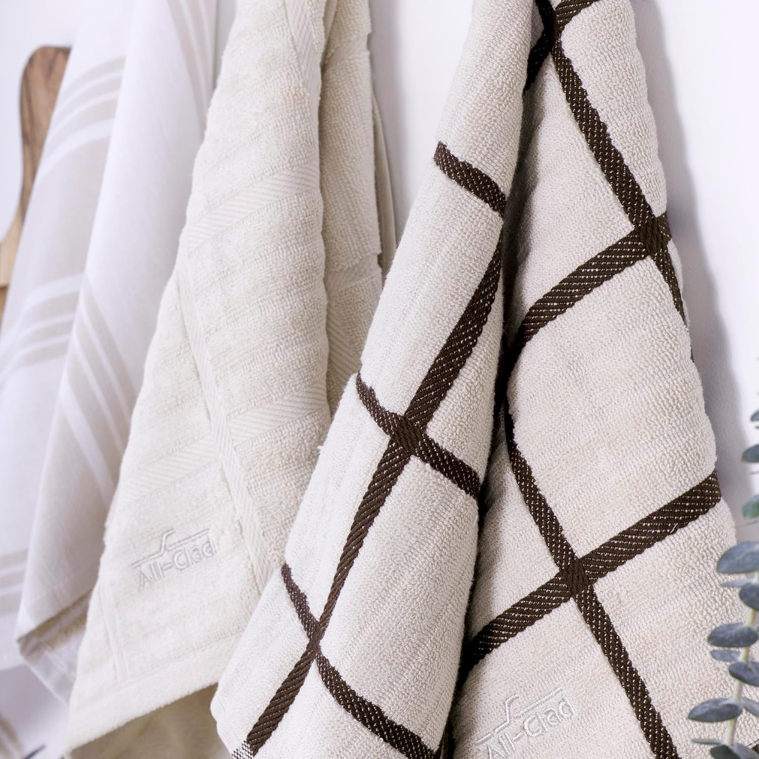 All-Clad Checked Kitchen Towel: Highly Absorbent, Super Soft Long Lasting - 100% Cotton, 17"x30" Tea Towel for Cleaning & Drying Dishes, Pans, Glassware, or Countertops, (1-Pack), Almond - Image 6