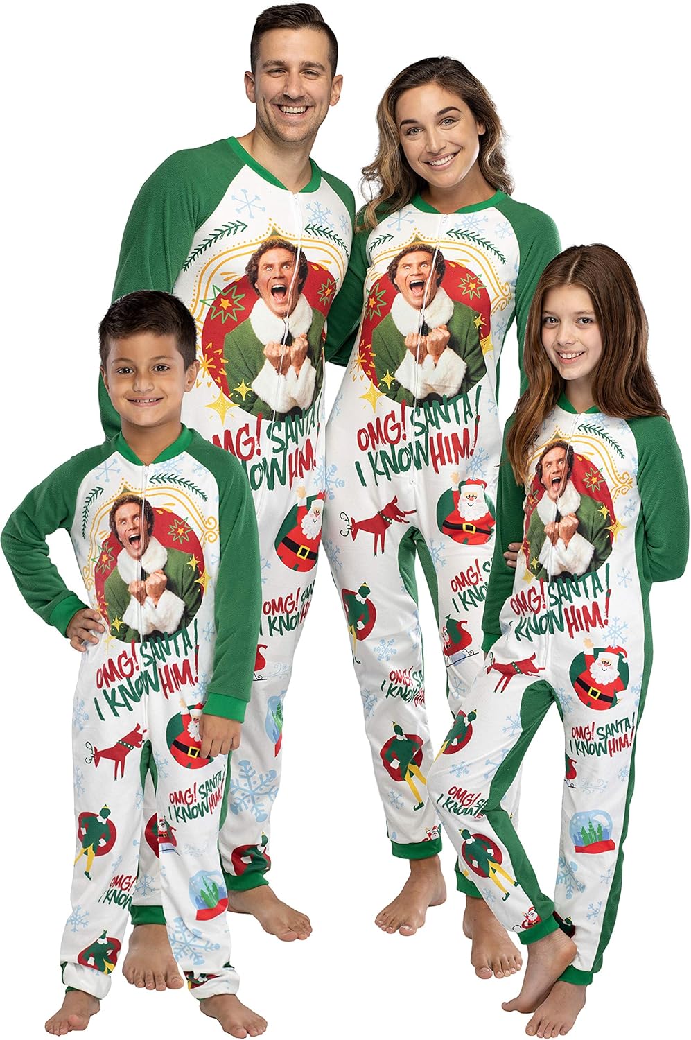 INTIMO Elf The Movie Kids' OMG Santa! I Know Him! One Piece Sleeper Pajama Union Suit For Girls Or Boys - Image 7